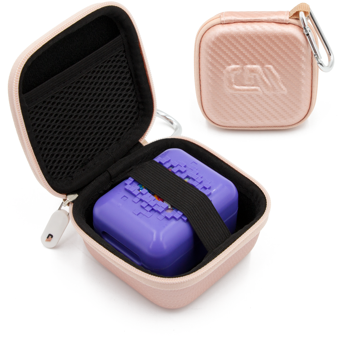 Hard Shell Travel Case Compatible with Bitzee Interactive Digital Pet -Carry Case Only with Carabiner - Rose Gold