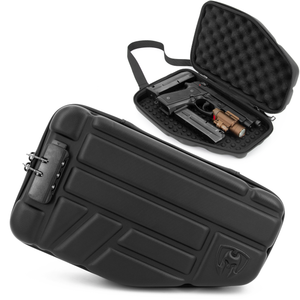 CASEMATIX Locking Pistol Case Fits Small to Large 9mm Pistols with Room For Extra Clips and Attachments - Premium Handgun Case with Lock Zippers