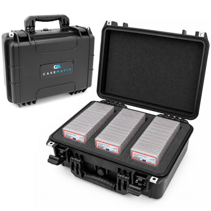 Graded Card Storage Box Fits 90+ BGS PSA Trading Cards TCG, Waterproof Sports Card Case with Three Custom Graded Card Case Compartments