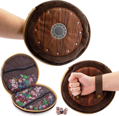Wearable Dice Case for Up To 300 Dice with 7 Included RPG Dice - 10.25" Soft Roleplaying Dice Storage & Travel Dice Case with Zipper Pouches
