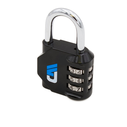 Adjustable Combination Padlock, Weather Resistant, 3 Digit Resetable Combination Lock, Keyless, Black