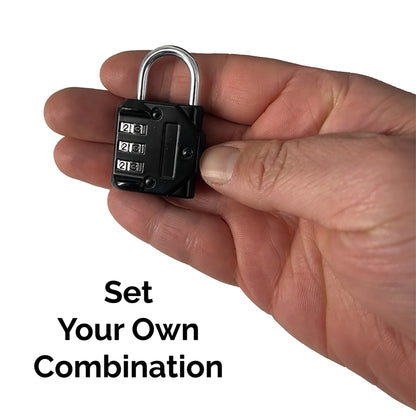 Adjustable Combination Padlock, Weather Resistant, 3 Digit Resetable Combination Lock, Keyless, Black, 2-Pack