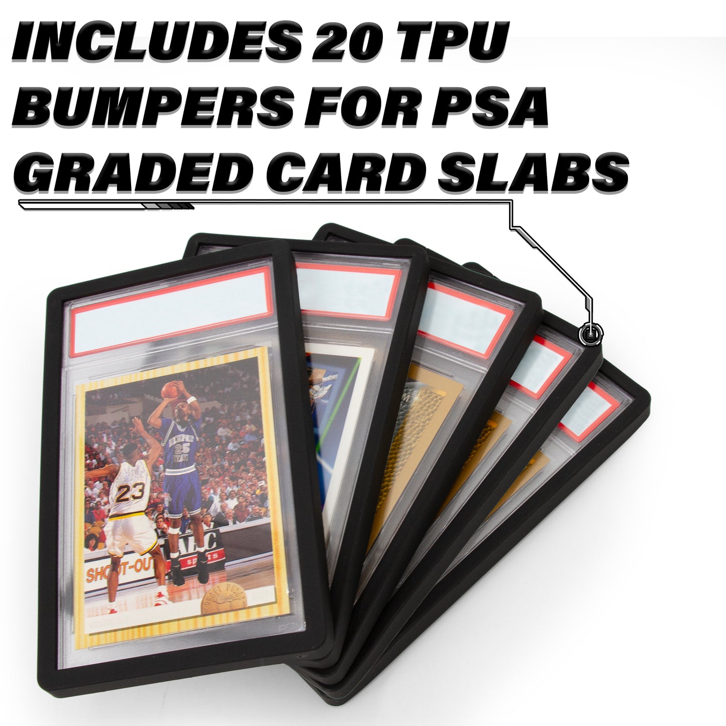 20 Pack Graded Card Bumper Guards Compatible with Standard PSA Slab Case, Includes 20 TPU Graded Card Storage Display Sleeve Protectors