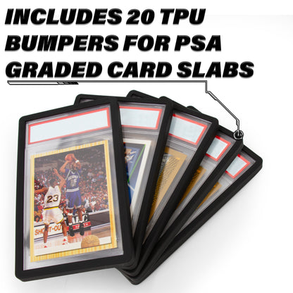 20 Pack Graded Card Bumper Guards Compatible with Standard PSA Slab Case, Includes 20 TPU Graded Card Storage Display Sleeve Protectors
