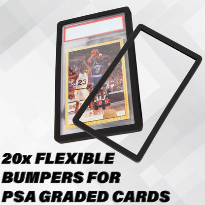 20 Pack Graded Card Bumper Guards Compatible with Standard PSA Slab Case, Includes 20 TPU Graded Card Storage Display Sleeve Protectors