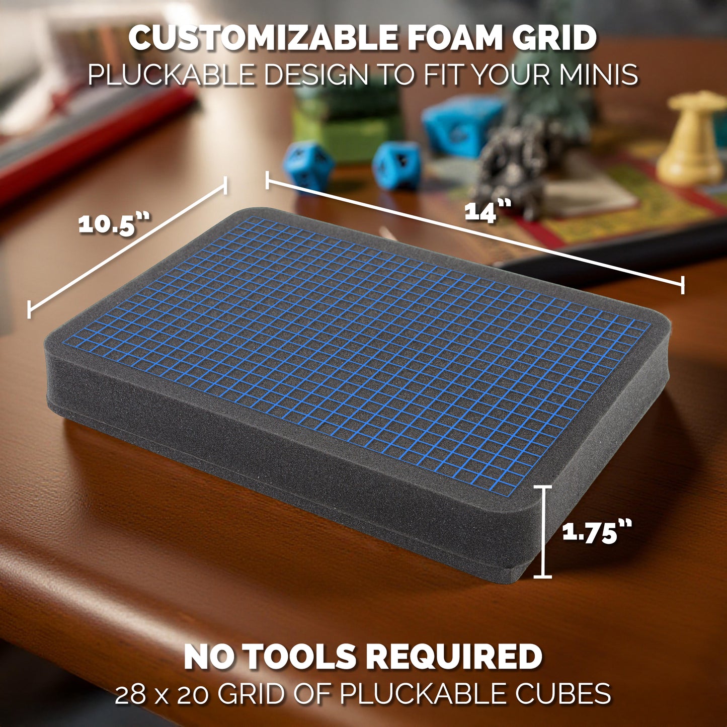 Travel-Ready Miniature Case with Hard Shell & Pluckable Foam – Fits Warhammer 40K, DND, RPG Minis, Large Units, Vehicles, and Figures