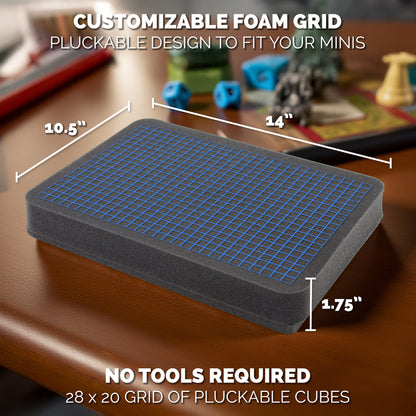 Travel-Ready Miniature Case with Hard Shell & Pluckable Foam – Fits Warhammer 40K, DND, RPG Minis, Large Units, Vehicles, and Figures