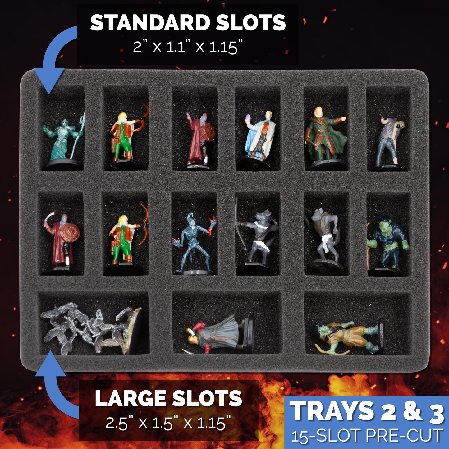 Miniature Carrying Case with Foam Trays – Hard Shell Storage Case Fits 43+ Minis, Warhammer 40k, DnD, Tabletop RPG & Mini Figure Storage
