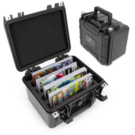 Crush Proof Jumbo Card Case With 4 Dividers - Waterproof Oversize Card Case for Large Pokemon Cards, Fits 8.5" x 5.6" Sleeves, IPX7 Protection