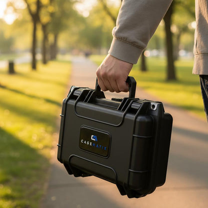 12" Hard Gun Case - Waterproof Shockproof Pistol Case with Customizable Foam Interior for 9mm Handgun & Accessories Storage