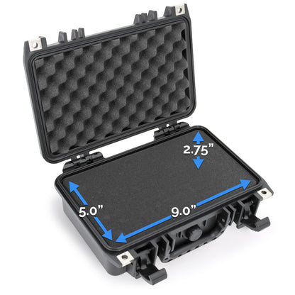12" Waterproof Hard Travel Case with Padlock Rings and Customizable Foam - Fits Accessories up to 9" x 5" x 2.75"