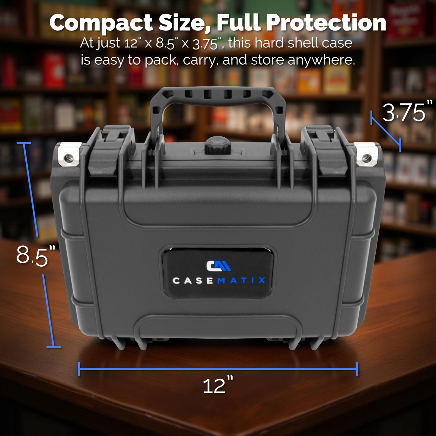 12" Hard Gun Case - Waterproof Shockproof Pistol Case with Customizable Foam Interior for 9mm Handgun & Accessories Storage