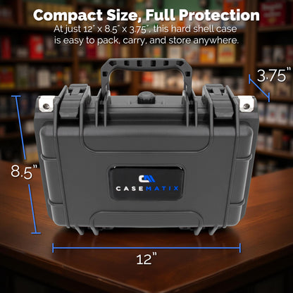 12" Hard Gun Case - Waterproof Shockproof Pistol Case with Customizable Foam Interior for 9mm Handgun & Accessories Storage