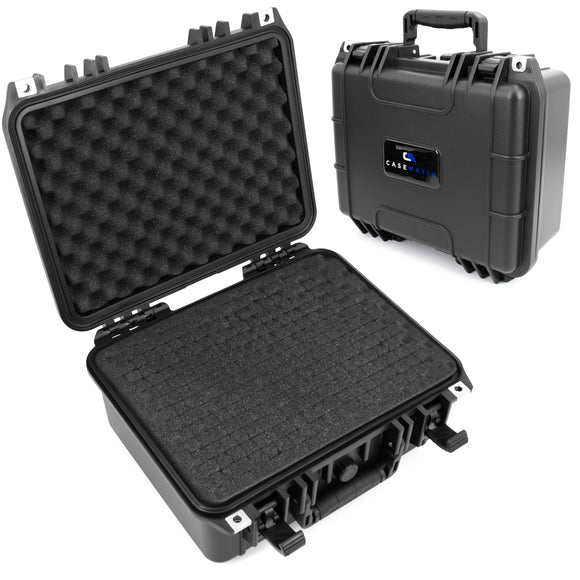 CASEMATIX 13" Waterproof Hard Travel Case with Padlock Rings and Customizable Foam - Fits Accessories up to 11" x 7.5" x 4"