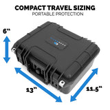 CASEMATIX 13" Waterproof Hard Travel Case with Padlock Rings and Customizable Foam - Fits Accessories up to 11" x 7.5" x 4"