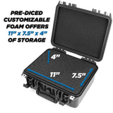 CASEMATIX 13" Waterproof Hard Travel Case with Padlock Rings and Customizable Foam - Fits Accessories up to 11" x 7.5" x 4"