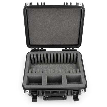 Graded Card Storage Box with 15 Slots fits SGC BGS PSA Sports Trading Cards - Waterproof Case for Toploader Slabs with Travel Handle & Lock Rings