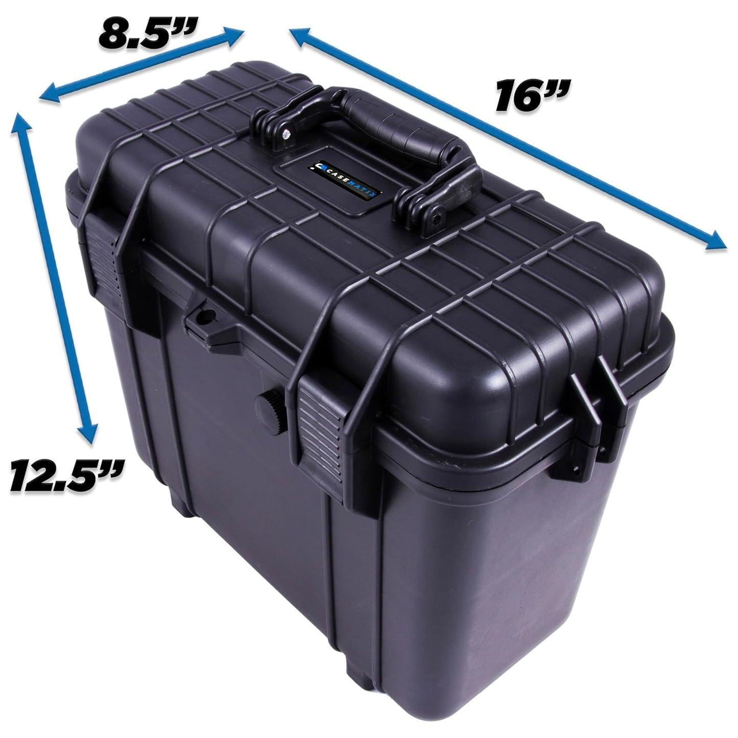 15" Waterproof Hard Travel Case with Padlock Rings and Customizable Foam - Fits Accessories up to 14” x 6” x 11.25”