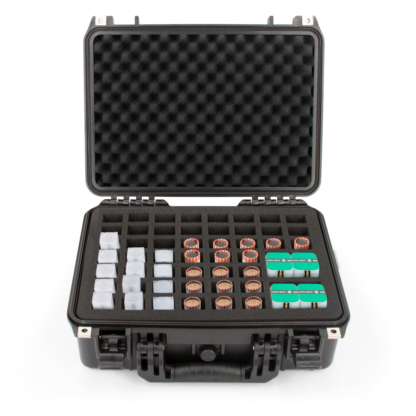16" Coin Tube Case – Waterproof Coin Storage Organizer Holds 56 Penny, Nickel, Dime & Quarter Coin Rolls or Customize for Half Dollar or Silver Eagle