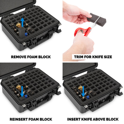56 Folding Knife Case - Waterproof Pocket Knife Holder & Knife Box Organizer Fits 56 Folding Knives Up To 5.5" with Lockable Storage