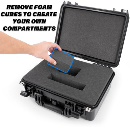 16" Waterproof Marine Case Compatible with Garmin Striker/Humminbird Helix/Lowrance - Airtight Protection with 4-Layer Customizable Foam System