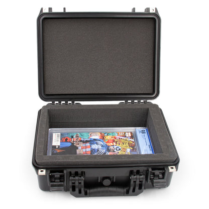 16” Waterproof Comic Book Storage Box – Customizable Case Protects Up to 8 CGC Graded Comics or 30 Sleeved Toploaders – Durable Comic Book Storage Bin