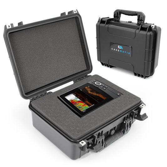 16" Waterproof Marine Case Compatible with Garmin Striker/Humminbird Helix/Lowrance - Airtight Protection with 4-Layer Customizable Foam System