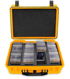 CASEMATIX Graded Card Case Fits 130 BGS PSA FGS Graded Sports Cards, Toploaders and One Touch - Waterproof Slab Case With 4 Custom Slots, Dark Yellow