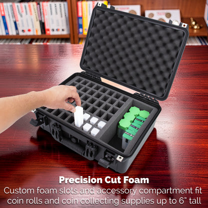 48 Coin Tube Storage Case – Waterproof Hard Shell Coin Storage Box for Quarter Tubes, Coin Rolls, Silver Eagles, Bullion & Collecting Supplies