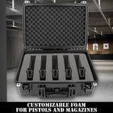 CASEMATIX 18" Customizable 6 Pistol Multiple Pistol Case - Waterproof & Shockproof Hard Gun Cases for Pistols, Magazines and Accessories with 3" Foam