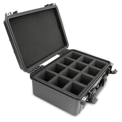 Portable Drill Battery Case Compatible with 12 Milwaukee M18 Battery Packs For Drills and M18 Tools, IPX7 Waterproof and Crushproof Hard Tool Case