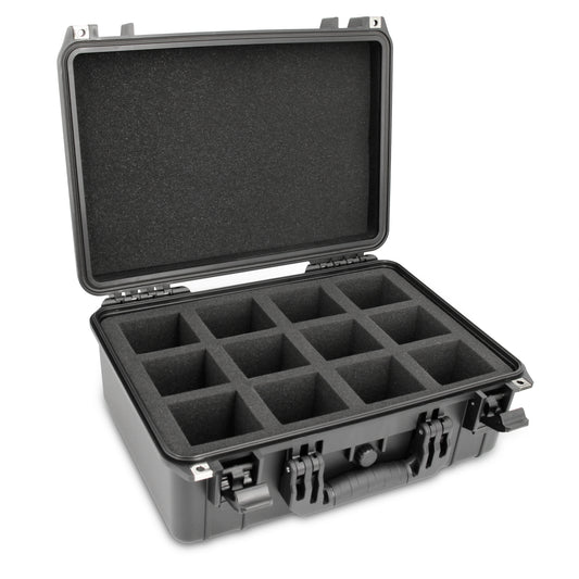 Portable Drill Battery Case Compatible with 12 Milwaukee M18 Battery Packs For Drills and M18 Tools, IPX7 Waterproof and Crushproof Hard Tool Case