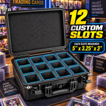 Graded Card Case Compatible with 130 PSA Graded Sports Trading Cards, Waterproof Graded Slab Trading Card Box with 12 Cut Storage Dividers