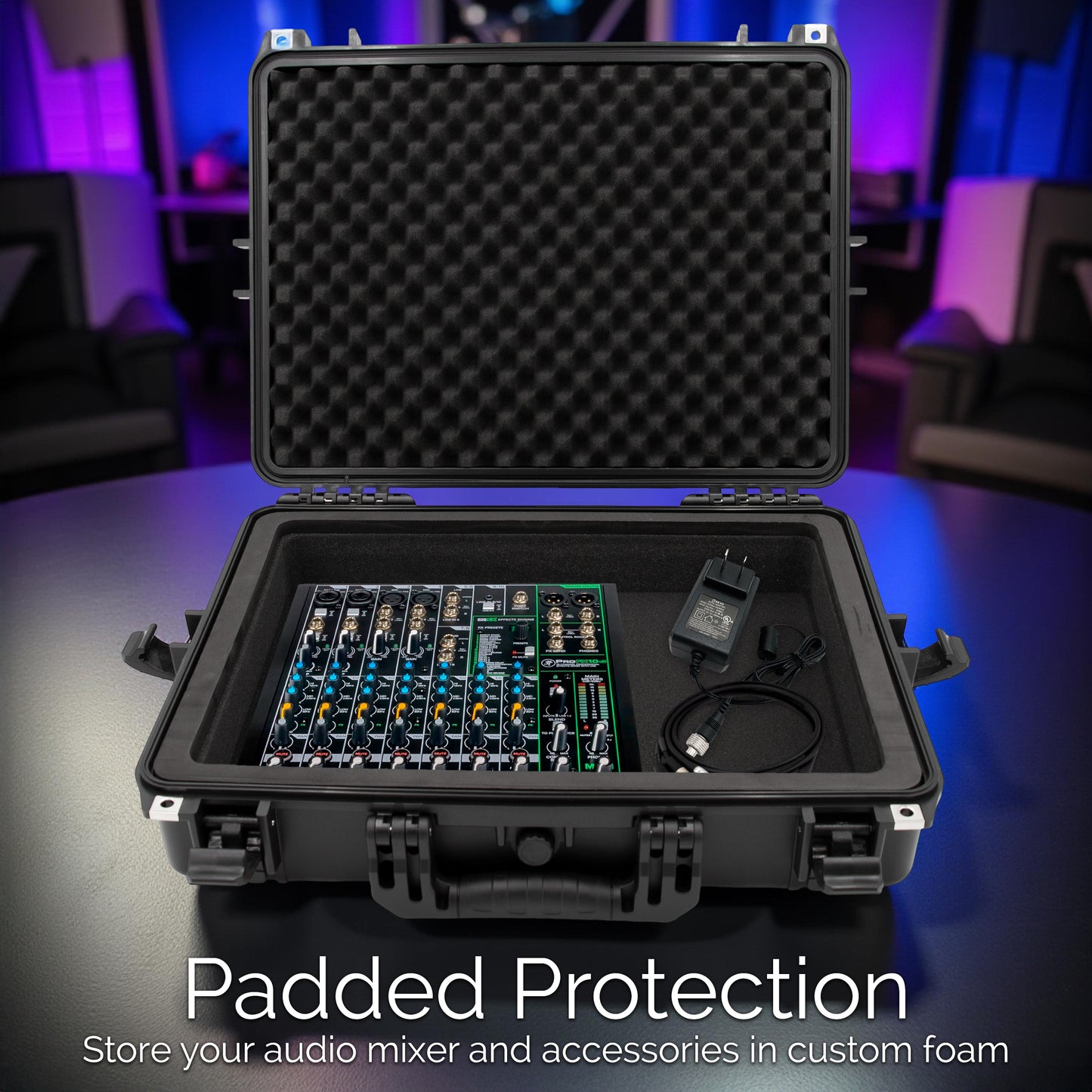 Hard Shell Audio Mixer Case Compatible with Mackie ProFX10v3 – Waterproof Travel Bag with Custom Foam for Compact 10-Channel Mixers