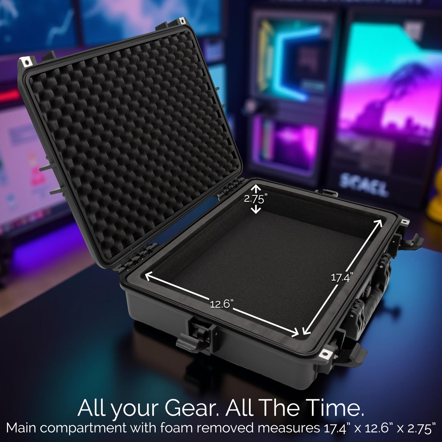 Waterproof Laptop Hard Case for 15-17 inch Gaming Laptops and Accessories - Crushproof Heavy Duty Laptop Case for 15.6 and 17.3 inch Laptops