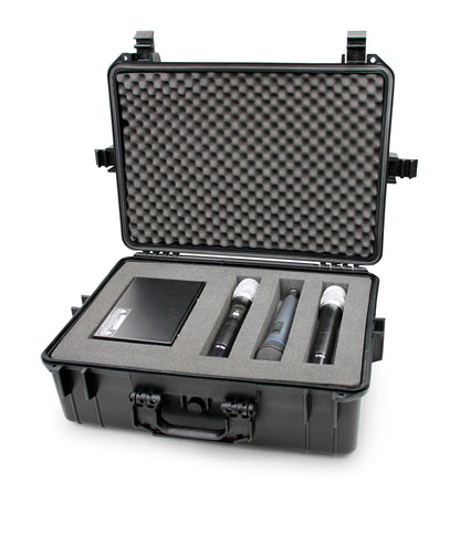 23" Customizable Wireless Microphone System Hard Case fits Sennheiser, Shure, Audio-Technica, AKG Receiver, Transmitter and Other Microphone Systems