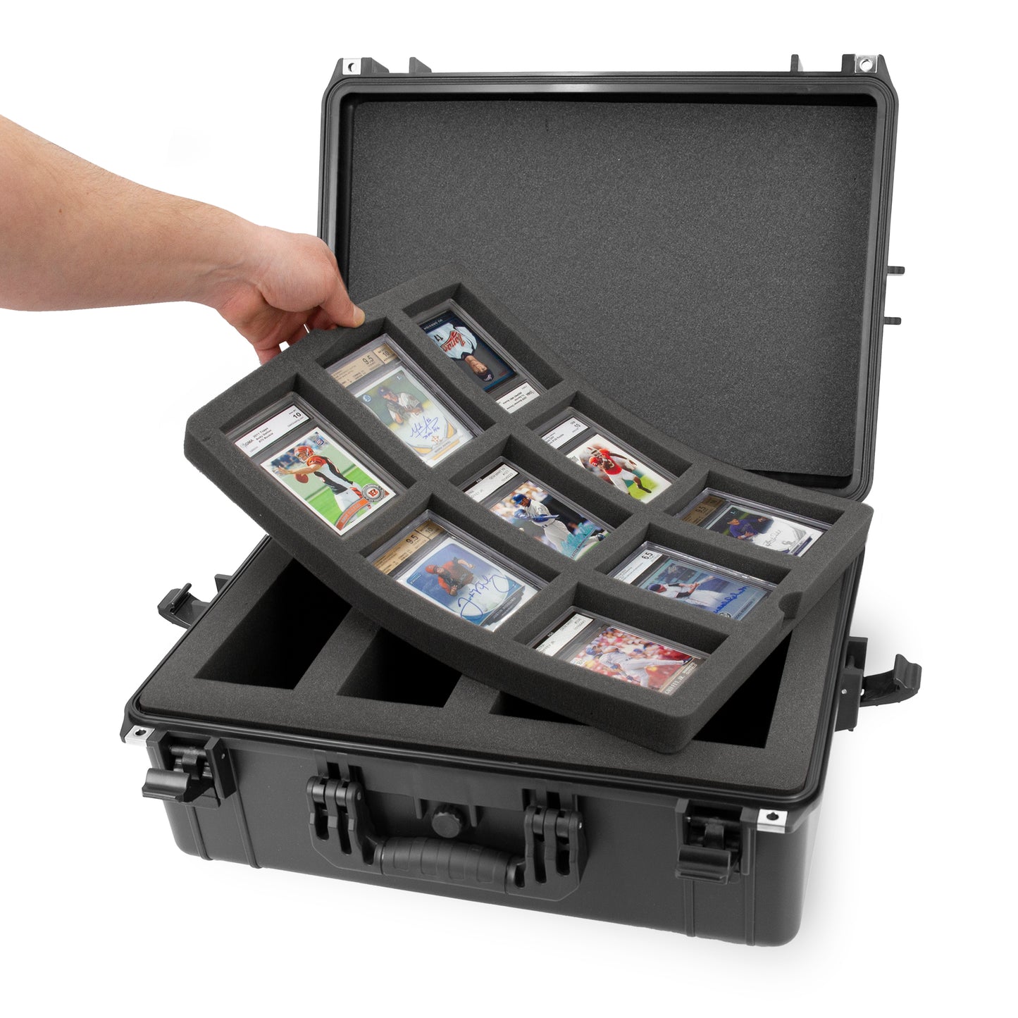 XL Graded Card Case Compatible with 160+ BGS PSA FGS Graded Sports Trading Cards, Waterproof Graded Slab Card Storage Box