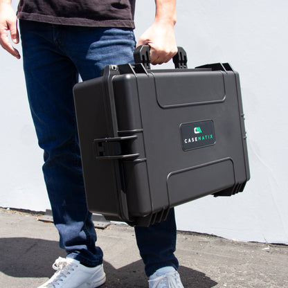 Waterproof Hard Shell Travel Case Compatible with Yamaha MG12XU Mixer within Multi-Layer Foam Protection - Fits Mixers Up to 17x12.1x5 Max