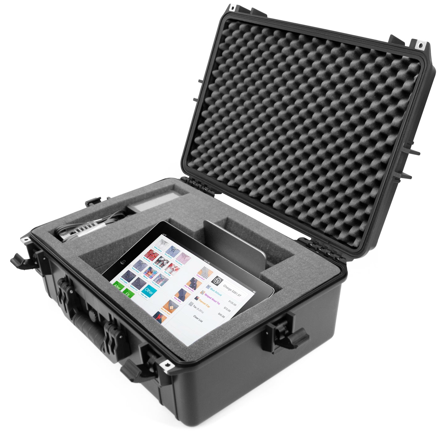 Custom Waterproof Case Compatible with Square Register POS System - Impact Resistant Foam Protection with Heavy Duty Latches & Padlock Holes