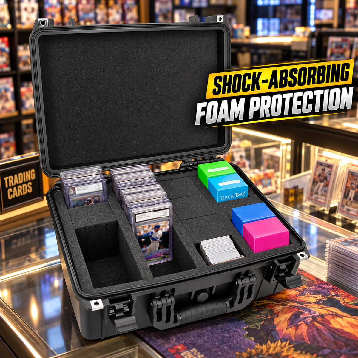 Graded Card Storage Box - 130 BGS/CSG/PSA Cards, IPX7 Waterproof Case w/ Dividers & Dual Locks for Sports Trading Card Slabs & Top Loaders
