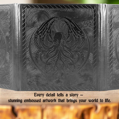 3-Panel Travel DM Screen – Compact PU Leather GM Screen with Clear Pockets & Wet-Erase Panels for Portable RPG Campaigns