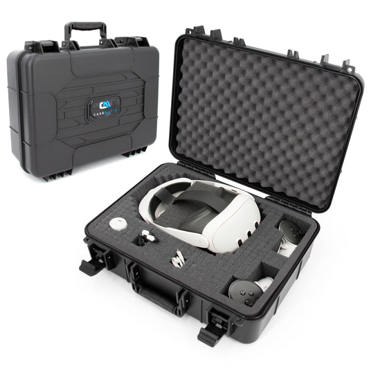 Hard Case Compatible with Meta Quest 3S or Quest 2 with VR Gaming Headset & Accessories - Customizable Foam fits Elite Strap and More