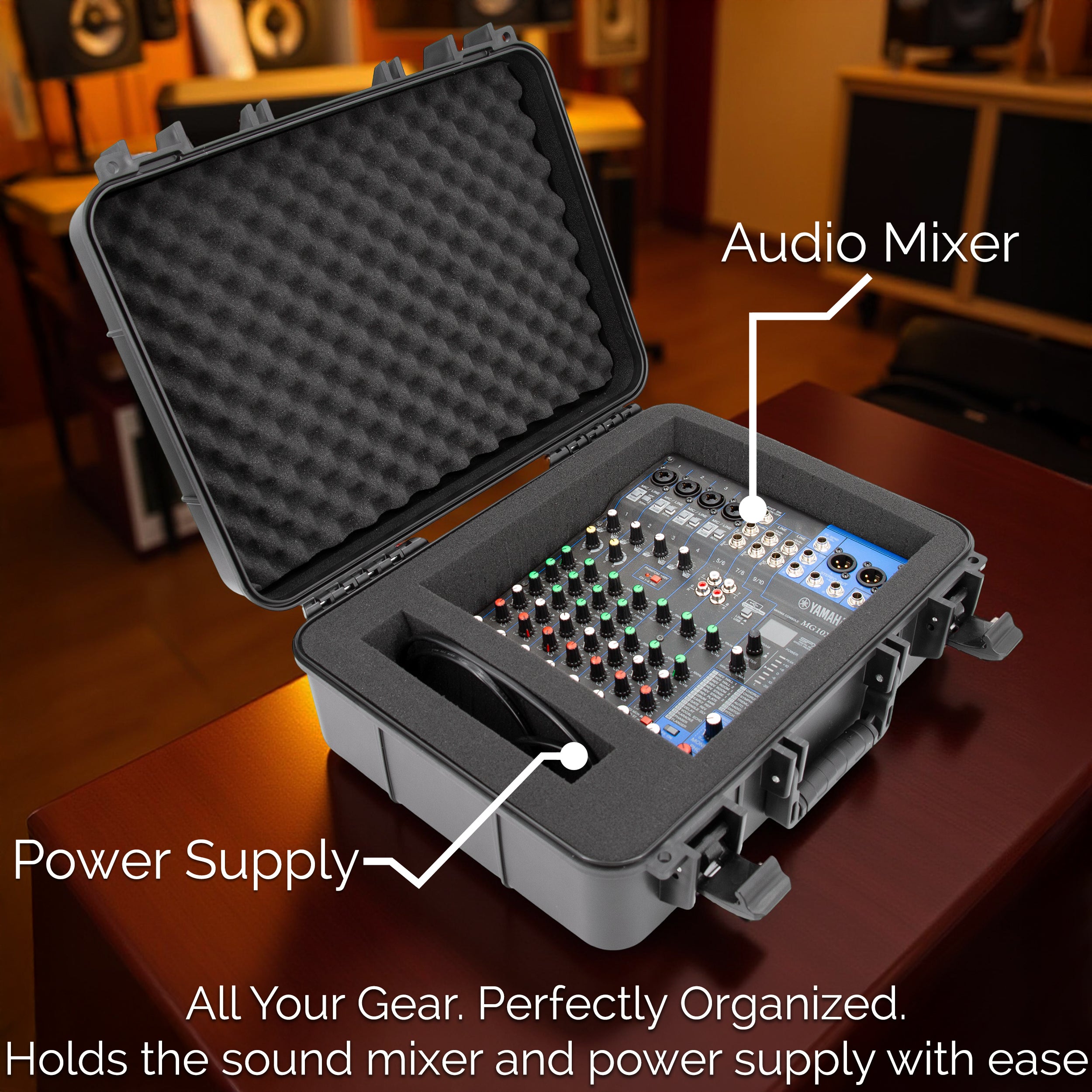 Hard Shell DJ Mixer Travel Case with Customizable Foam Compatible