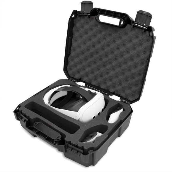 CASEMATIX Carry Case Compatible with Meta Quest 3 Elite Strap Bundle and Meta Quest VR Gaming Headset & Accessories in Precision Cut Foam