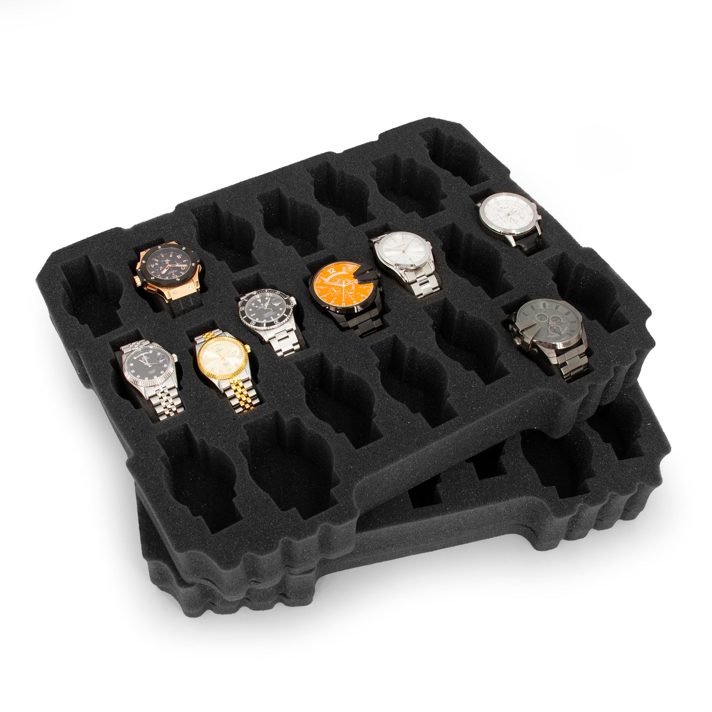 Watch Travel Case With 42 Watch Roll Holder Slots - Hard Shell Watch Case With Custom Foam Interior - Watch Storage Fits 24mm to 56mm Faces