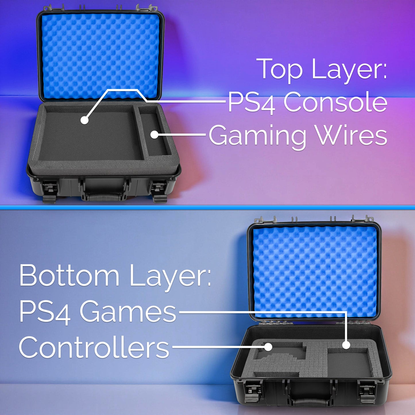 Travel Case Compatible with PlayStation 4 Slim 1TB Console and Accessories such as Controllers, Games and Cables