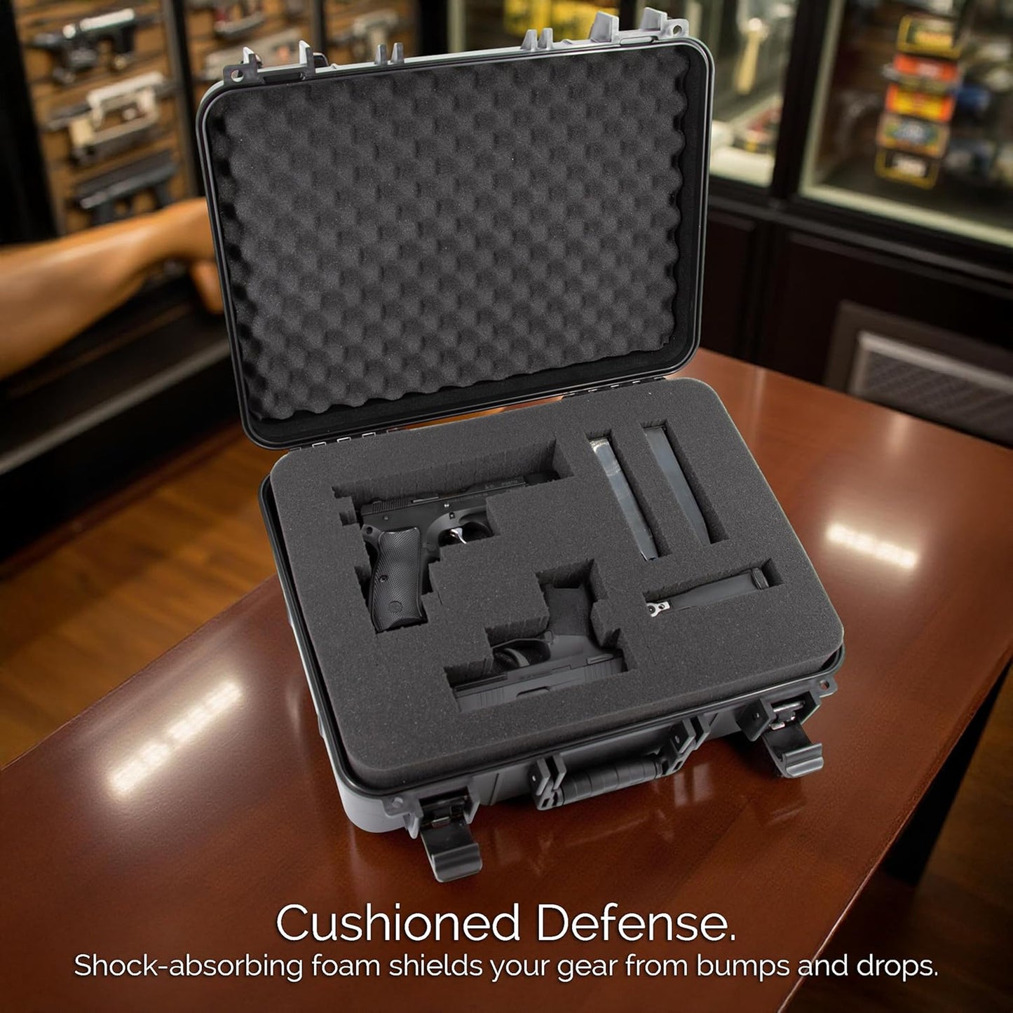 Hand Gun Case – TSA Approved Hard Pistol Case with Dual-Layer Pluck Foam, Secure Pistol Box for Multiple Pistols, Magazines & Firearm Accessories