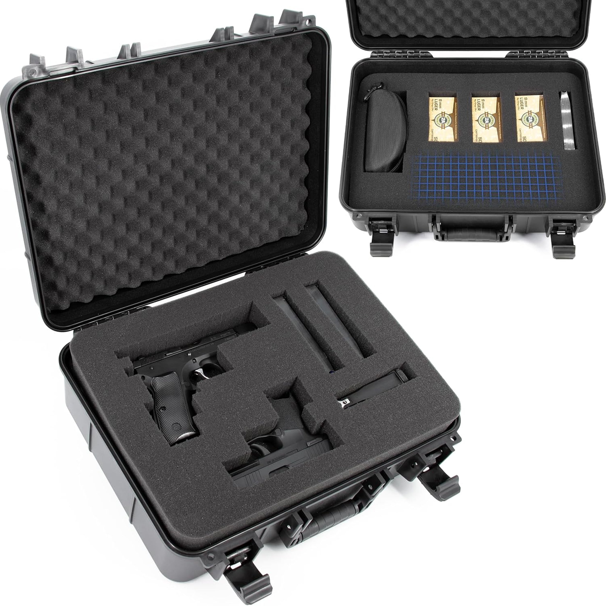 Purple Pistol Case - Lockable Hard Shell Foam Storage For Handguns & Revolvers