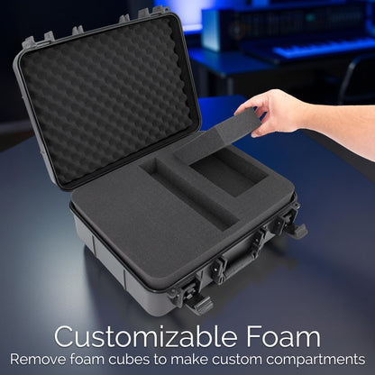 Hard Shell Wireless Microphone Case – Compatible with Shure & Sennheiser Mics, Receivers, Transmitters, Bodypacks, Cables, Custom Foam Travel Case