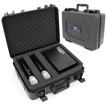 Hard Shell Wireless Microphone Case – Compatible with Shure & Sennheiser Mics, Receivers, Transmitters, Bodypacks, Cables, Custom Foam Travel Case